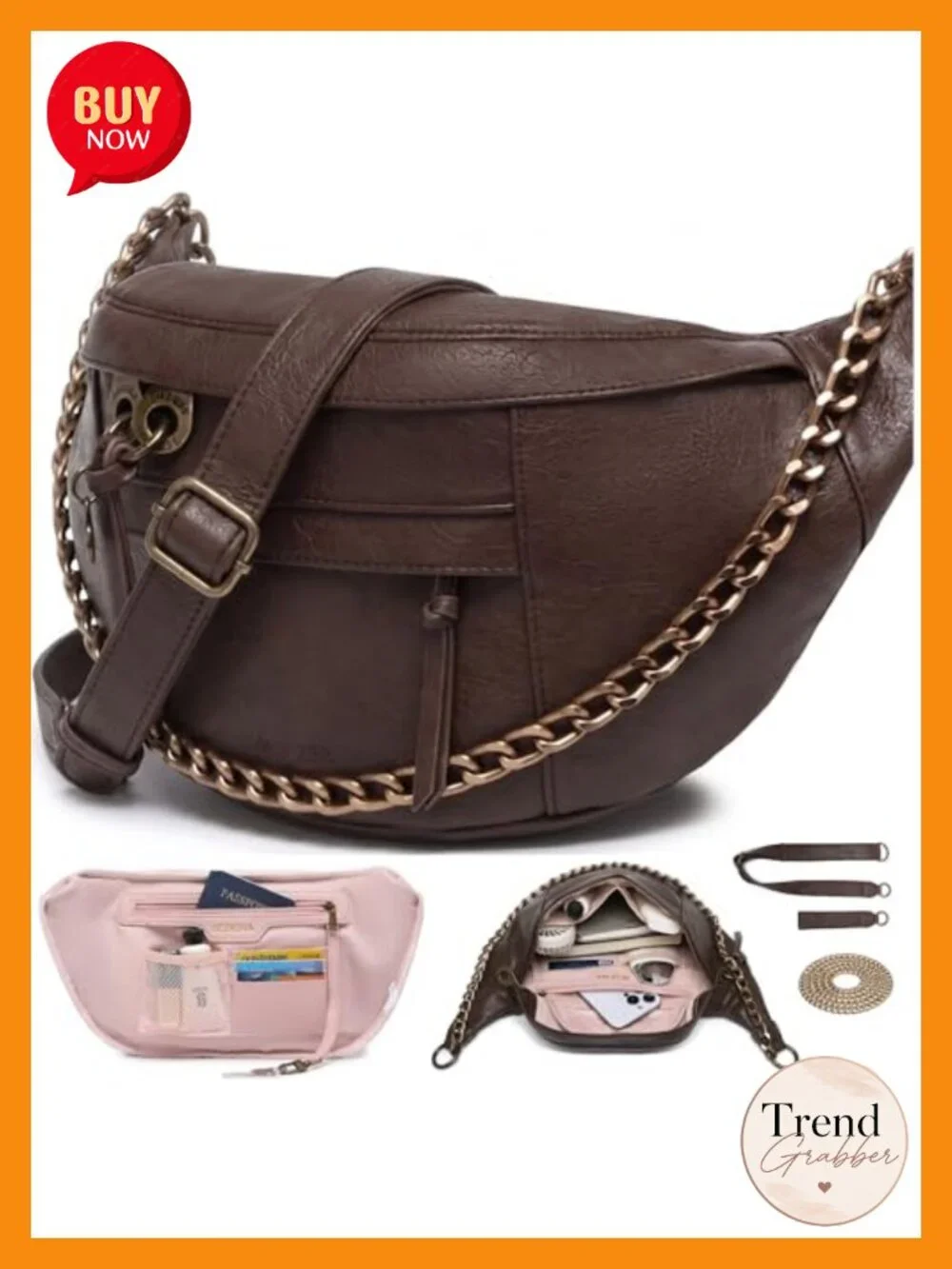 Anti-Pickpocket Crossbody Bag - Large Vegan Faux Leather Sling with RFID,